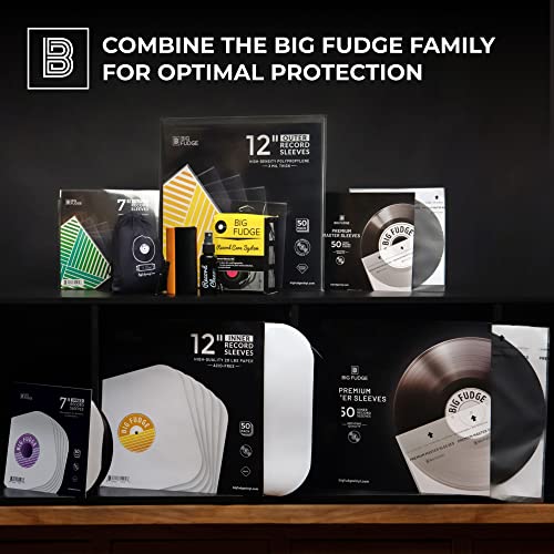 BIG FUDGE Premium Master Vinyl Record Sleeves - 25x Record Inner Vinyl Sleeves for 7" Vinyl Record Storage. Clear 3-Layer LP Sleeves with Anti-Static Rice Paper. Acid Free, Archival Album Sleeves