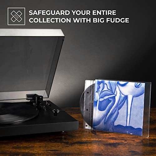 BIG FUDGE Premium Master Vinyl Record Sleeves - 25x Record Inner Vinyl Sleeves for 7" Vinyl Record Storage. Clear 3-Layer LP Sleeves with Anti-Static Rice Paper. Acid Free, Archival Album Sleeves