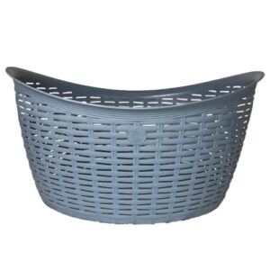 elly décor rattan 7.9 gallons oval plastic laundry basket, laundry basket with cutout handles, washing bin, dirty clothes storage, bathroom, bedroom, closet, 30 lts blue
