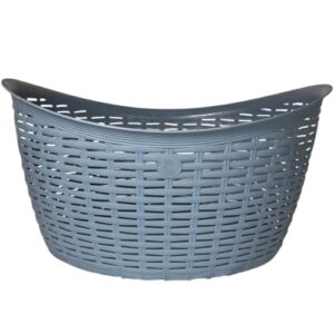 Elly décor Rattan 7.9 gallons Oval Plastic Laundry Basket, Laundry Basket with Cutout Handles, Washing Bin, Dirty Clothes Storage, Bathroom, Bedroom, Closet, 30 lts Blue