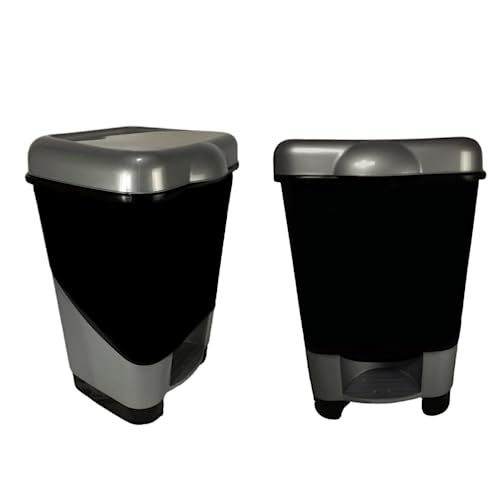 Elly Décor 5.2 gallons Step-on Trash bin Efficient Trash Can Wastebasket, Fits Under Desk, Kitchen, Home, Office, Durable Plastic with lid Trash can 20lts Black