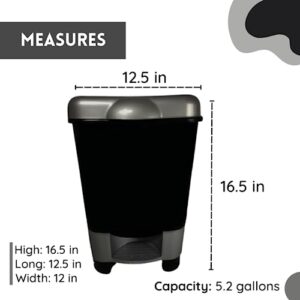 Elly Décor 5.2 gallons Step-on Trash bin Efficient Trash Can Wastebasket, Fits Under Desk, Kitchen, Home, Office, Durable Plastic with lid Trash can 20lts Black