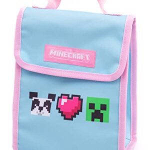 Minecraft Backpack and Lunch Box Set for Girls | Kids 4 Piece Creeper Panda Hearts Blue School Rucksack, Lunch Bag, Pencil Case, Water Bottle One Size, Blue, One Size, Rucksack Backpacks