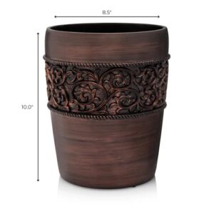 Essentra Home Small Trash Can – Decorative Bronze Wastebasket Ideal for Bathroom, Bedroom or Office – Garbage Can with 2.2 Gallon Capacity – Bronze Collection