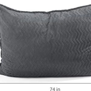Lounge & Co. Jumbo Crash Pillow Foam Filled Plush Lounger with Chevron Faux Fur Microfiber Cover, Machine Washable, 74'' L x 53'' W x 12" H, Grey