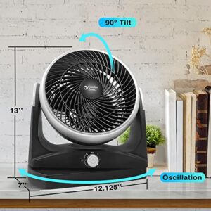 Comfort Zone CZHV81TBK 8" 3-Speed High-Velocity, Oscillating Desk Fan, 180-Degree Adjustable Tilt, Black