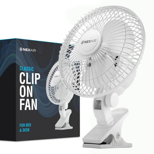 NEXAIR Air-Cooling 6-Inch Clip on Fan, 360° Rotation, Two Speed Portable Clip Fan With Strong Clamp Grip, Quiet Operating Desk Fan Made Of Durable Material, Great For Bedroom, Office, Living Room