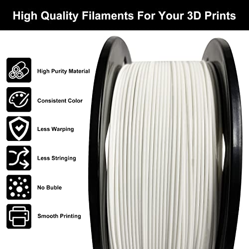 YOYI YOYI PLA+ 3D Printer Filament, PLA Plus Filament 1.75 mm, Dimensional Accuracy +/- 0.02 mm, 1kg Cardboard Spool (2.2lbs), PLA+ White
