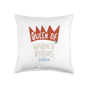 whyitsme design womens queen of warner robins georgia, funny girls ga throw pillow, 16x16, multicolor