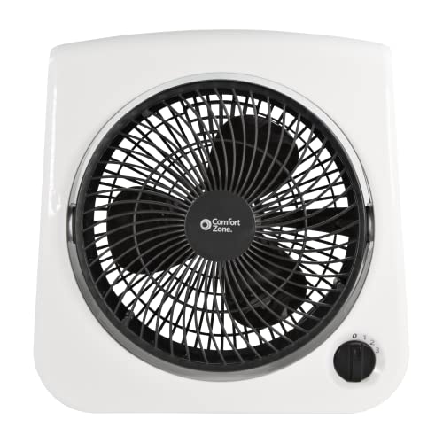 Comfort Zone CZ111WT 10" 3-Speed Turbo Table/Desk Fan with 180-Degree Adjustable Head, Adjustable Tilt, Perfect for Any Room, White