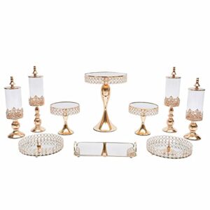 tfcfl 10 pcs cake stand set crystal cupcake dessert plate display tower mirror cake holder cupcake stands for wedding afternoon tea birthday party gold cake stand