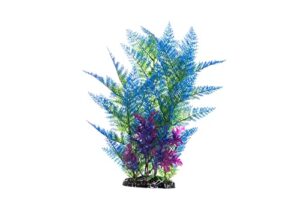cnz aquarium decor fish tank decoration ornament artificial plastic plant green/blue, 15.7-inch