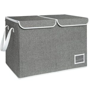 storageworks storage bin with flip-top lids, collapsible storage box, gray, 24 ¾"l x 13" w x 16" h