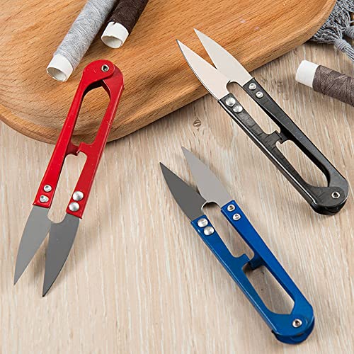 JINJIAN Thread Snips Sewing Scissors 4.9'', 6PCS Small Trimming Clippers U Shape Yarn Cutter for Embroidery Cross Stitch Sewing Craft Supplies(COLOR RANDOM)