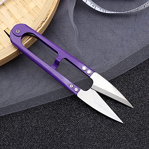 JINJIAN Thread Snips Sewing Scissors 4.9'', 6PCS Small Trimming Clippers U Shape Yarn Cutter for Embroidery Cross Stitch Sewing Craft Supplies(COLOR RANDOM)