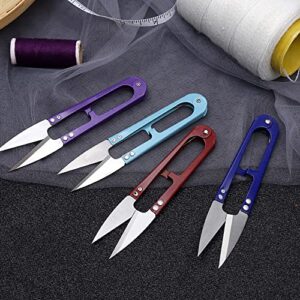 JINJIAN Thread Snips Sewing Scissors 4.9'', 6PCS Small Trimming Clippers U Shape Yarn Cutter for Embroidery Cross Stitch Sewing Craft Supplies(COLOR RANDOM)