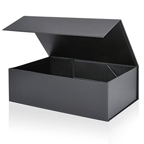 Black Gift Box with Lids, SCENES 9.8 x 5.9 x 3.1 In Magnetic Gift Boxes for Presents, Christmas Birthday Gift Boxes for Men