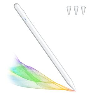 stylus pen for ipad with palm rejection, tilt sensitive and magnetic pencil for (2018-2022) apple ipad pro 11/12.9 inch, ipad air 3rd/4/5th gen, ipad 6/7/8/9th gen, ipad mini 5/6th gen (white)