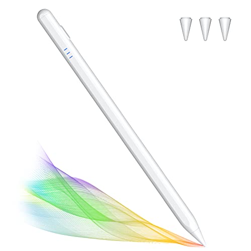 Stylus Pen for iPad with Palm Rejection, Tilt Sensitive and Magnetic Pencil for (2018-2022) Apple iPad Pro 11/12.9 Inch, iPad Air 3rd/4/5th Gen, iPad 6/7/8/9th Gen, iPad Mini 5/6th Gen (White)