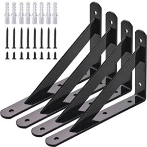 heavy duty shelf brackets, 8 in x 5 in wall mount l steel bracket for floating shelf, black, 4pack