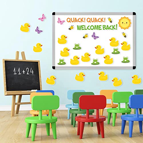 59Pcs Duck Bulletin Board Cutouts Quack Welcome Back To School Duck Classroom Decoration Cutouts Duck Themed Party Supplies Suitable for Teacher Student Bulletin Board Display or Home Wall Decorations