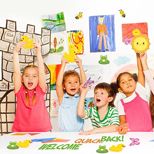 59Pcs Duck Bulletin Board Cutouts Quack Welcome Back To School Duck Classroom Decoration Cutouts Duck Themed Party Supplies Suitable for Teacher Student Bulletin Board Display or Home Wall Decorations