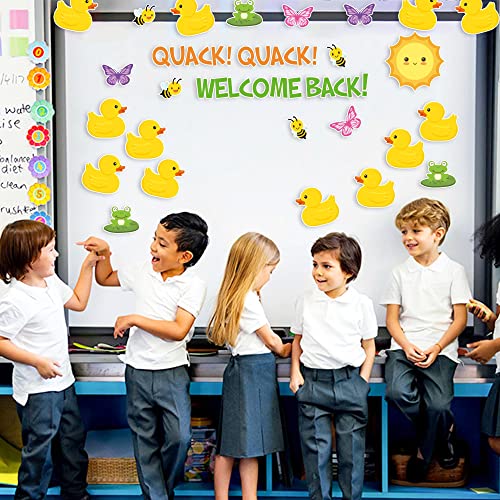 59Pcs Duck Bulletin Board Cutouts Quack Welcome Back To School Duck Classroom Decoration Cutouts Duck Themed Party Supplies Suitable for Teacher Student Bulletin Board Display or Home Wall Decorations