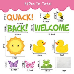 59Pcs Duck Bulletin Board Cutouts Quack Welcome Back To School Duck Classroom Decoration Cutouts Duck Themed Party Supplies Suitable for Teacher Student Bulletin Board Display or Home Wall Decorations