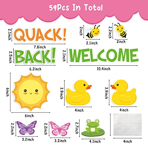 59Pcs Duck Bulletin Board Cutouts Quack Welcome Back To School Duck Classroom Decoration Cutouts Duck Themed Party Supplies Suitable for Teacher Student Bulletin Board Display or Home Wall Decorations