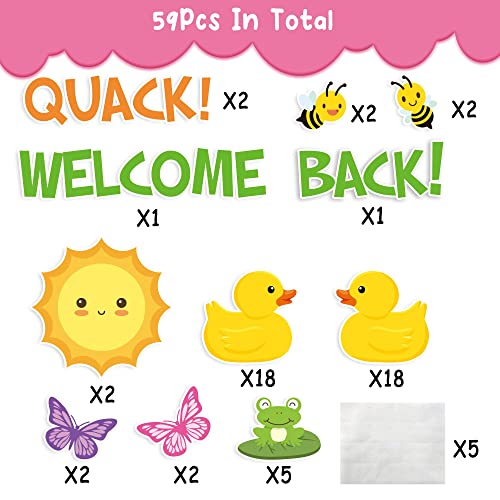 59Pcs Duck Bulletin Board Cutouts Quack Welcome Back To School Duck Classroom Decoration Cutouts Duck Themed Party Supplies Suitable for Teacher Student Bulletin Board Display or Home Wall Decorations