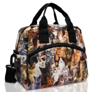 cats lunch bag insulated lunch box bags for women adult reusable leakproof cooler large lunch tote bag with adjustable shoulder strap for office work travel picnic