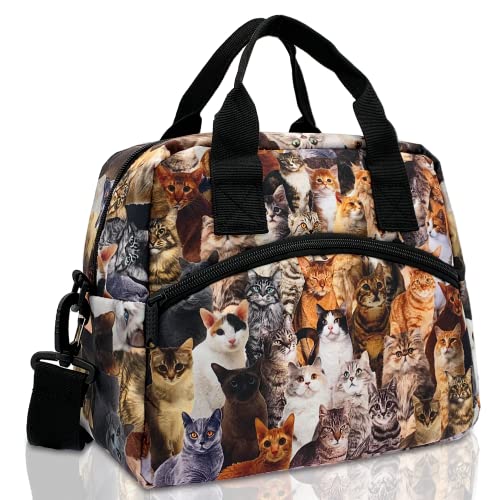 Cats Lunch Bag Insulated Lunch Box Bags for Women Adult Reusable Leakproof Cooler Large Lunch Tote Bag with Adjustable Shoulder Strap for Office Work Travel Picnic