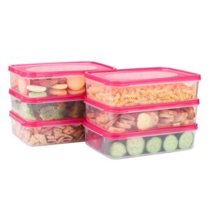 tauno easy lock & open food storage containers, 4.0 cup food prep plastic containers for organizing, pantry & kitchen organization, bpa-free freezer microwave safe food containers, 6 pack