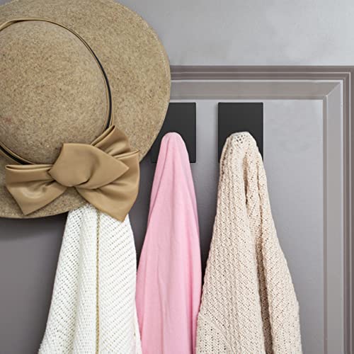 Enkrio Wall Hooks Towel Hooks 6 Pack Heavy Duty Bathroom Self Adhesive Hooks, Sticky Hooks for Hanging Coat, Hat, Loofah – Matte Black