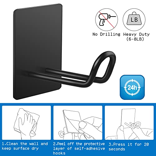 Enkrio Wall Hooks Towel Hooks 6 Pack Heavy Duty Bathroom Self Adhesive Hooks, Sticky Hooks for Hanging Coat, Hat, Loofah – Matte Black