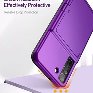 WeLoveCase Samsung Galaxy S22 Case Wallet Case with Credit Card Holder & Hidden Mirror, All-Round Protection Shockproof Phone Cover Designed for Samsung Galaxy S22 5G, 6.1 inch Purple