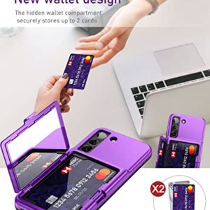 WeLoveCase Samsung Galaxy S22 Case Wallet Case with Credit Card Holder & Hidden Mirror, All-Round Protection Shockproof Phone Cover Designed for Samsung Galaxy S22 5G, 6.1 inch Purple