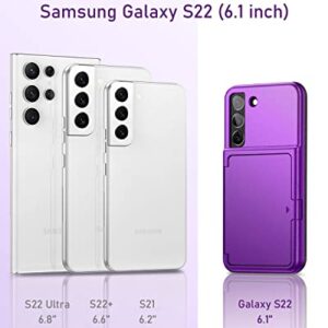 WeLoveCase Samsung Galaxy S22 Case Wallet Case with Credit Card Holder & Hidden Mirror, All-Round Protection Shockproof Phone Cover Designed for Samsung Galaxy S22 5G, 6.1 inch Purple