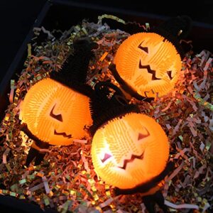 KIMOBER 3pcs Light up Pumpkin Puffer Balls,LED Flash Pumpkin Man Stress Squeezing Balls for Halloween Party Favor Supplies