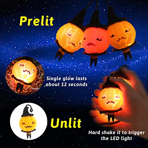 KIMOBER 3pcs Light up Pumpkin Puffer Balls,LED Flash Pumpkin Man Stress Squeezing Balls for Halloween Party Favor Supplies