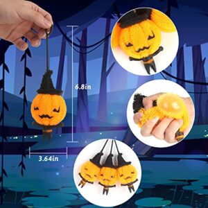 KIMOBER 3pcs Light up Pumpkin Puffer Balls,LED Flash Pumpkin Man Stress Squeezing Balls for Halloween Party Favor Supplies