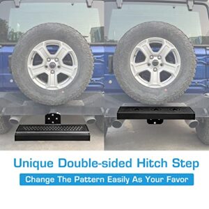 Heavy Duty Trailer Tow Hitch Steps (Large), 2'' Hitch Mounted Step and Bumper Protection fit for SUV/Pickup Truck/Van, Double-Sided Use Non-Slip Pattern with Pin Lock & U-Bolts Stabilize