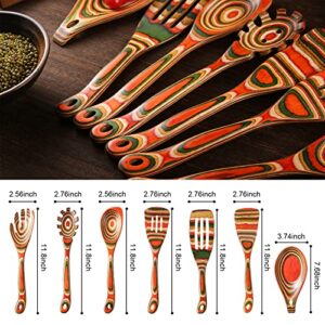 Kitchen Utensils Set for Cooking, NAYAHOSE 7 Pcs Pakkawood Wooden Cooking Spoons & Spatulas with Spoon Rest, Safe for Non-Stick Cookware, Housewarming Kitchen Gift