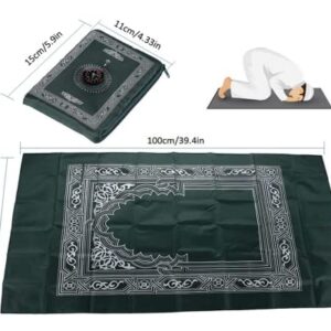 Hitopin 2 Pieces Travel Prayer Mat, 60cm*100cm Portable Prayer Mat, Waterproof Prayer Mat, Prayer Rug, Muslim Travel Prayer Mat, for Ramadan Gifts, Islamic Muslim Prayer (Green, Blue)