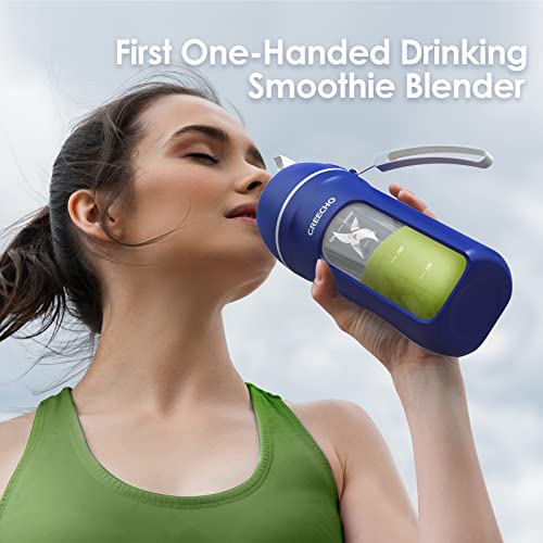 GREECHO Portable Blender, One-handed Drinking Mini Blender for Shakes and Smoothies, 12 oz Personal Blender with Rechargeable USB, Made with BPA-Free Material Portable Juicer