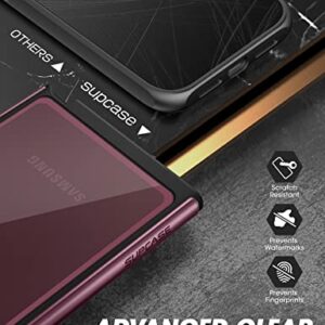 SUPCASE UB Edge Pro Series Case for Samsung Galaxy S22 Ultra 5G (2022 Release), Slim Frame Clear Protective Case with Built-in Screen Protector (Wine)