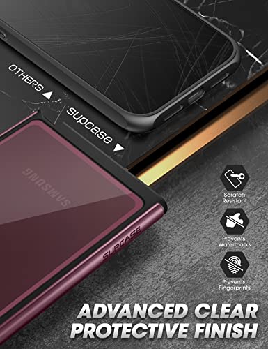 SUPCASE UB Edge Pro Series Case for Samsung Galaxy S22 Ultra 5G (2022 Release), Slim Frame Clear Protective Case with Built-in Screen Protector (Wine)