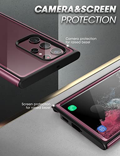 SUPCASE UB Edge Pro Series Case for Samsung Galaxy S22 Ultra 5G (2022 Release), Slim Frame Clear Protective Case with Built-in Screen Protector (Wine)