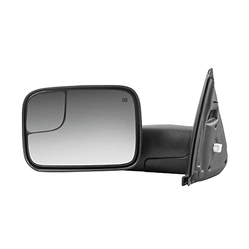 Power Heated Side View Mirror for Left (Driver Side) LH For 2003-2009 Dodge Ram 2500 For 2003-2010 Dodge Ram 3500 For 2002-2010 Dodge Ram 1500 Manual Towing Rearview Mirror