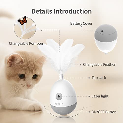 PETGEEK Laser Pointer Cat Toy, Interactive Cat Toy for Kitten Toys, Cat Laser Toy with Bird Squeaky, Automatic Cat Toy with Cat Wand Replacement, Cat Toys for Indoor Cats